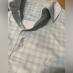 Rhoback mint green and light blue plaid performance wear polo Medium